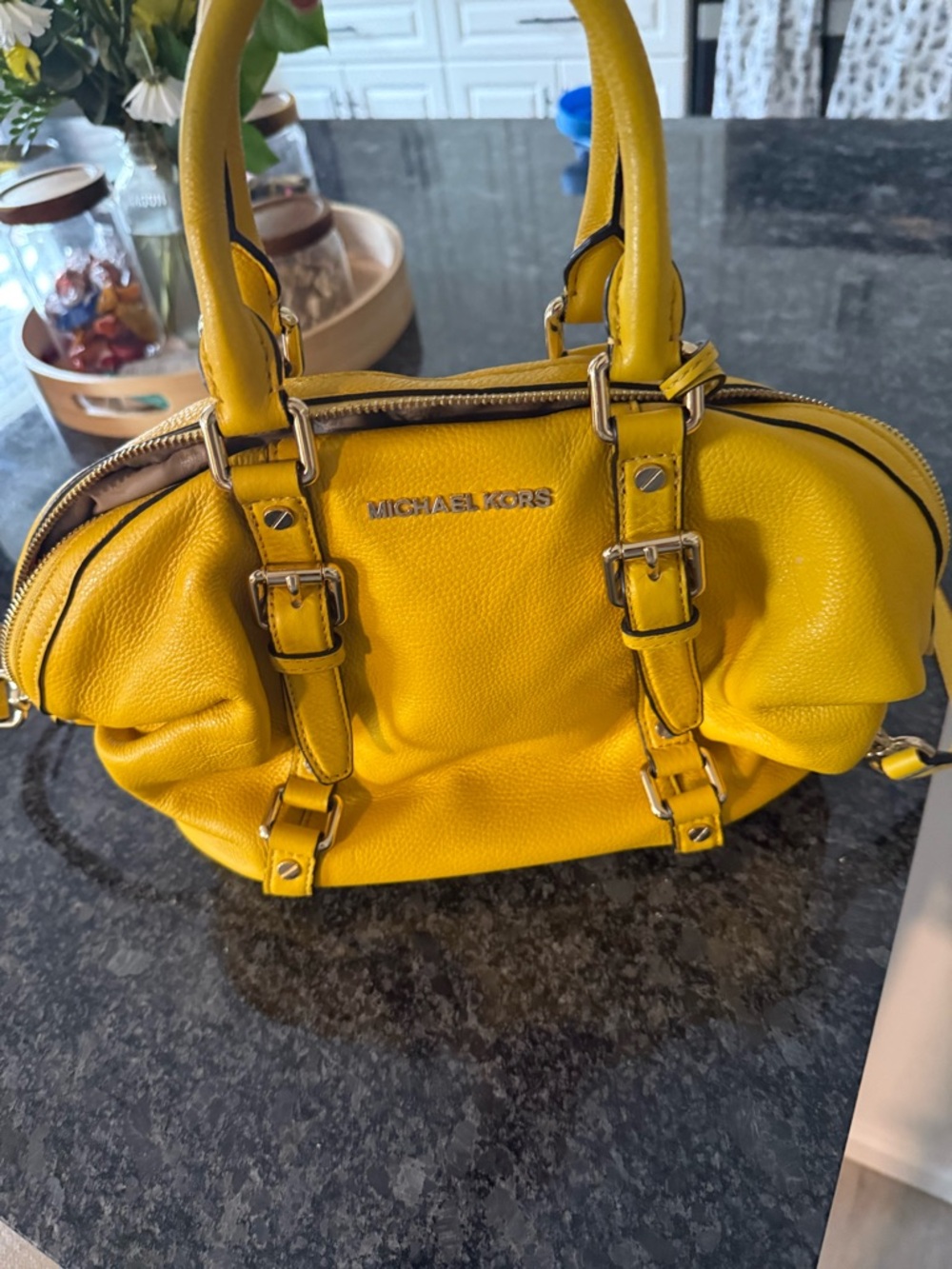 Michael Kors Bright Yellow Pebbled Leather Satchel